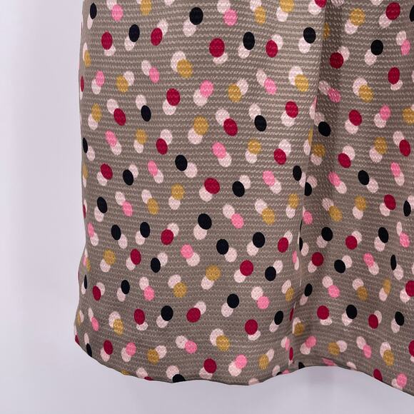 J Peterman Sz 2 Silver Satin Short A Line Skirt Multicolor Polka Dot Lined - Picture 6 of 11